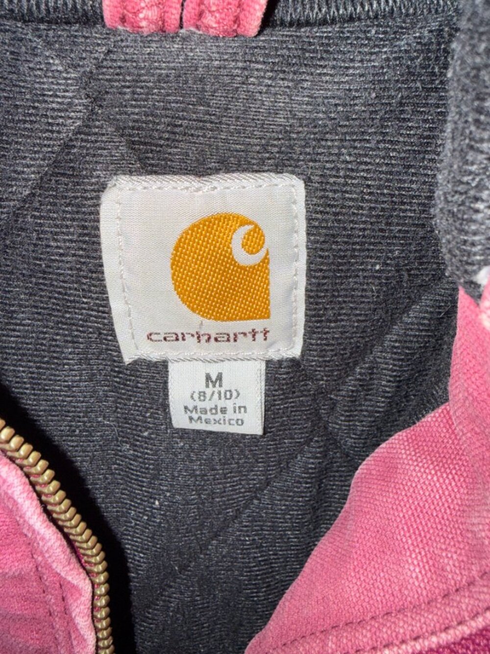 Vintage Carhartt Quilt-Lined Hooded Jacket WJ130 Women's Size Medium 8/10 RARE - Picture 4 of 16